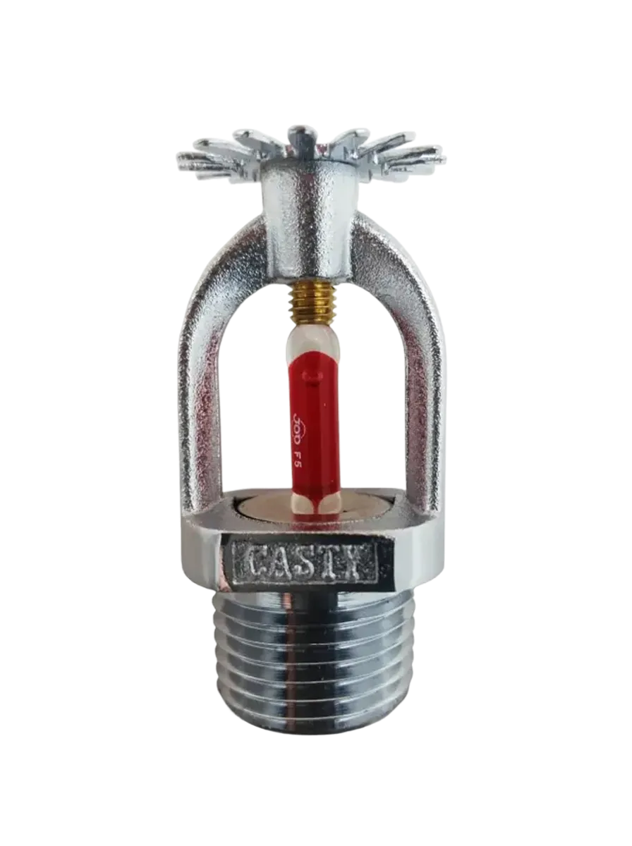 Bico sprinkler pendente cromado com bulbo vermelho 68 graus e rosca 1/2 polegada para sistema de chuveiros automáticos